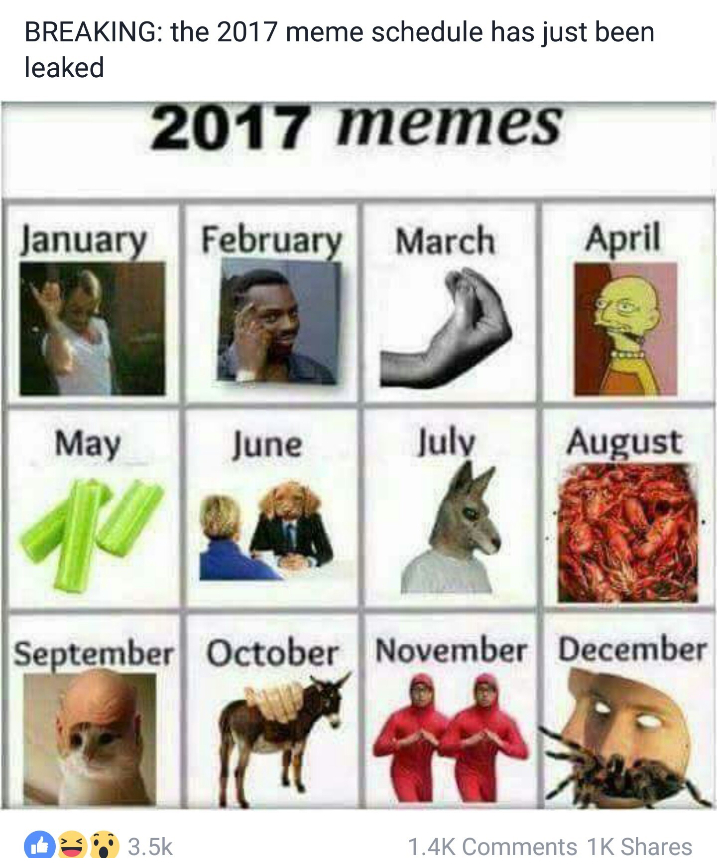 2017 leaked meme schedule. 