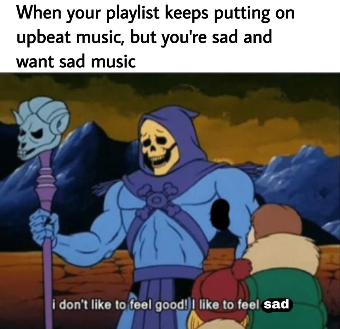 That's why I have a whole playlist of sad songs - Meme by  Death_at_midnight_ :) Memedroid