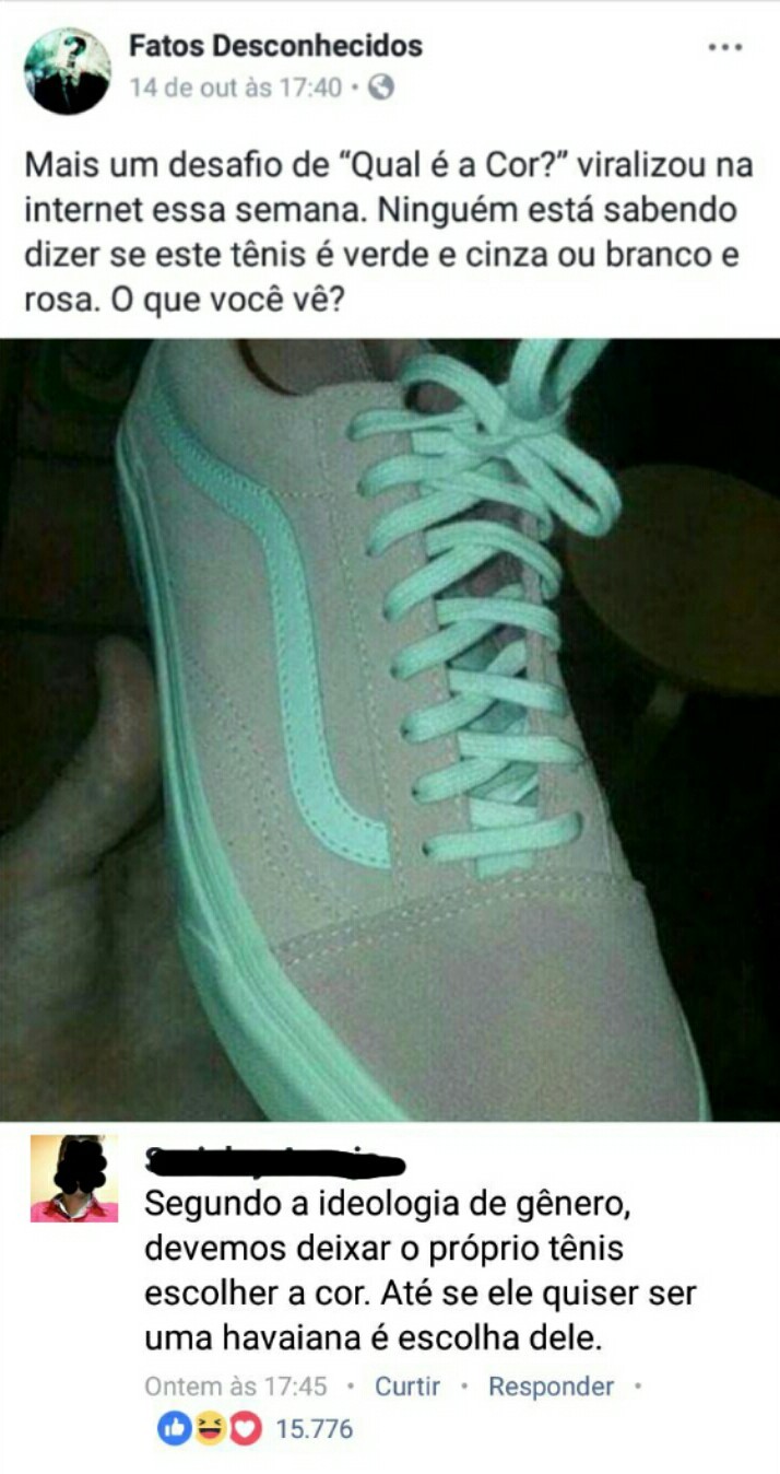 tênis rosa e branco ou verde e cinza