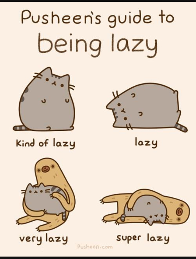 Pusheen's Guide to Being Lazy - meme