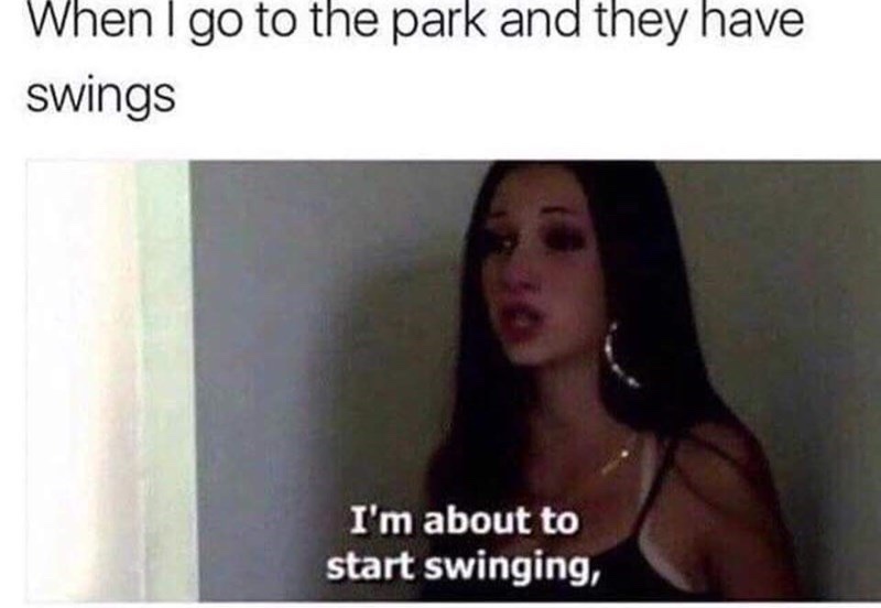 I fell off a swing once, it hurt - meme