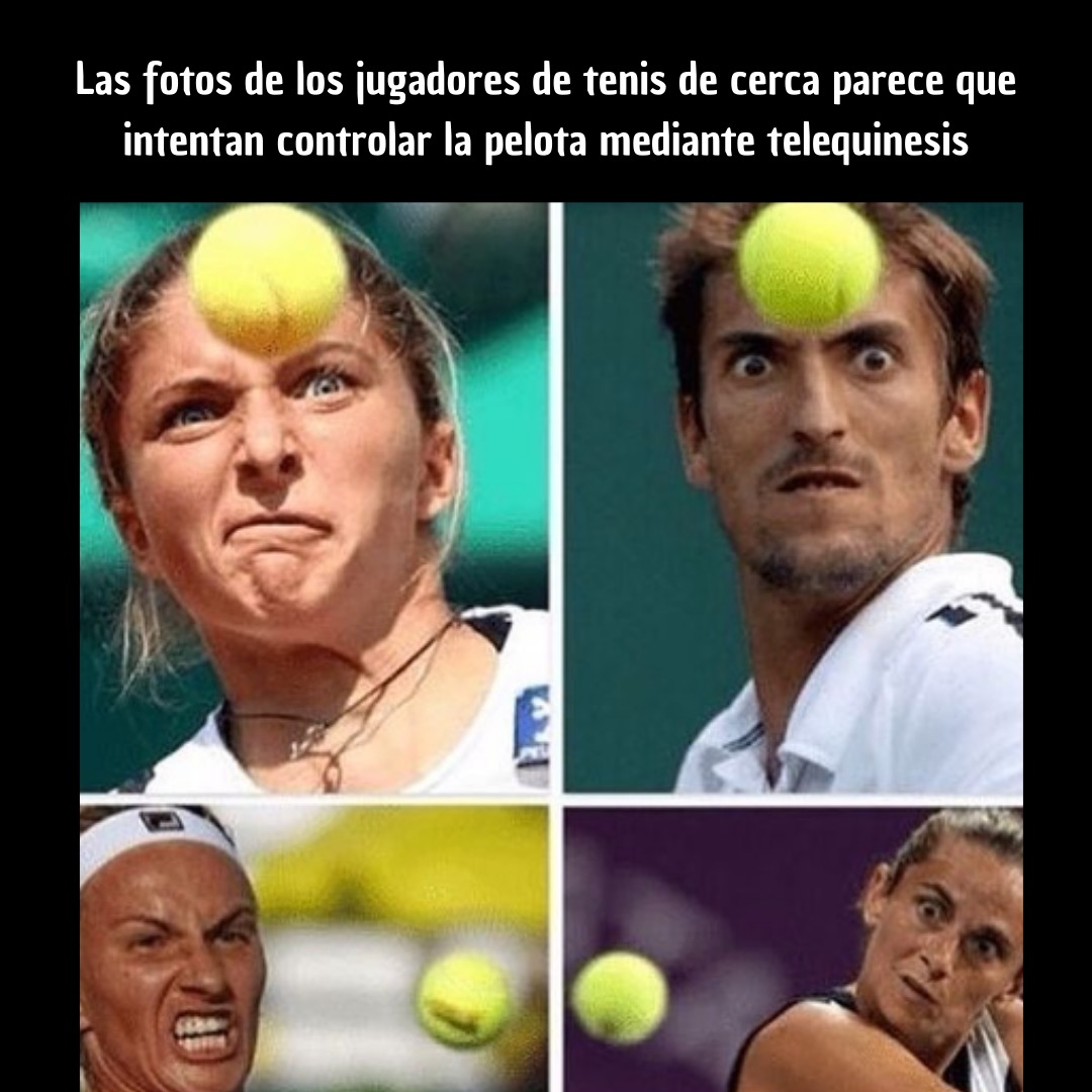 jugadores de tenis mirando la bola - meme