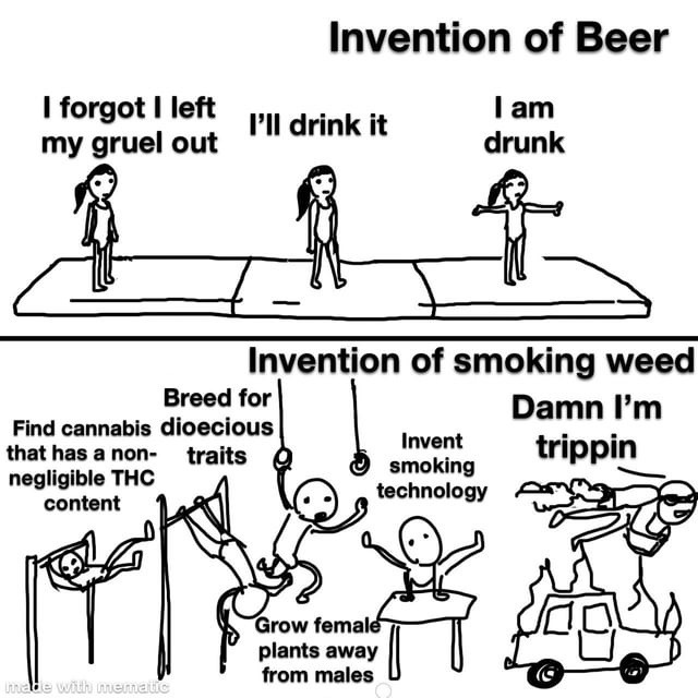Who invented weed? Probably a very chill caveman - meme