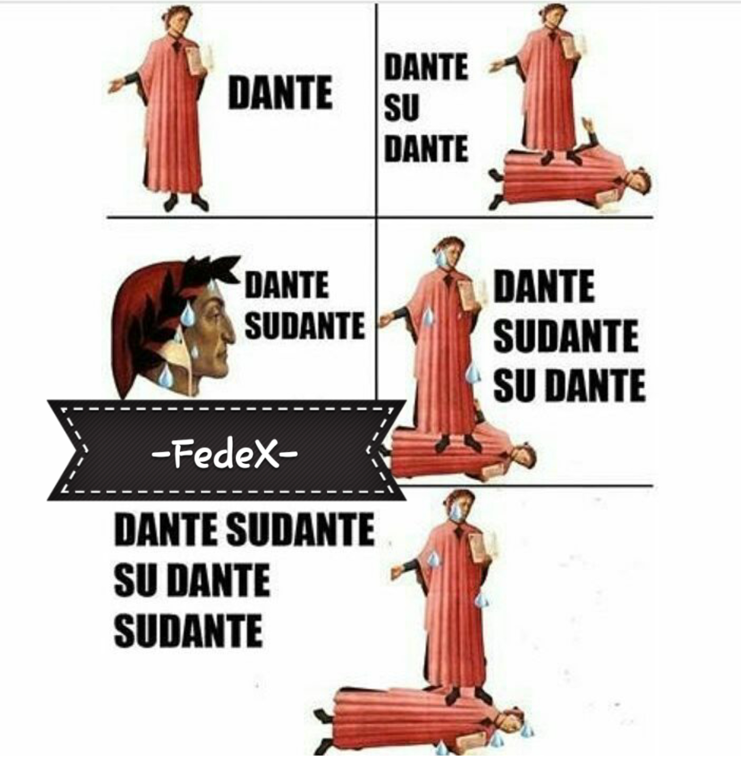 Dante sudante su Dante sudante che cavalca Dante sudante sopra Dante sudante - meme