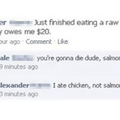 Really, he didn't eat salmon -_-