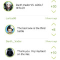 So , Darth Vader is thankfull for your compliment