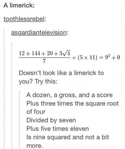 Math limerick - meme
