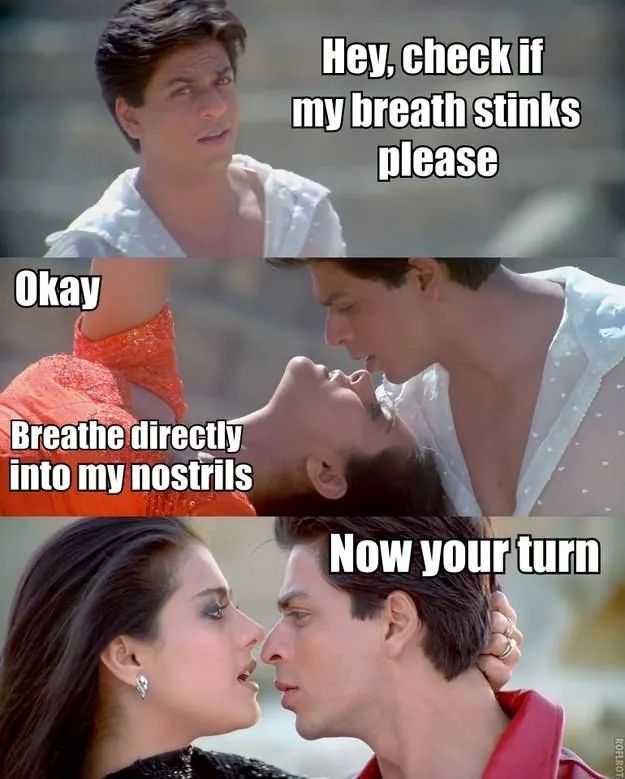 Cant show a kiss on Bollywood.  This is as far as they used to go. - meme
