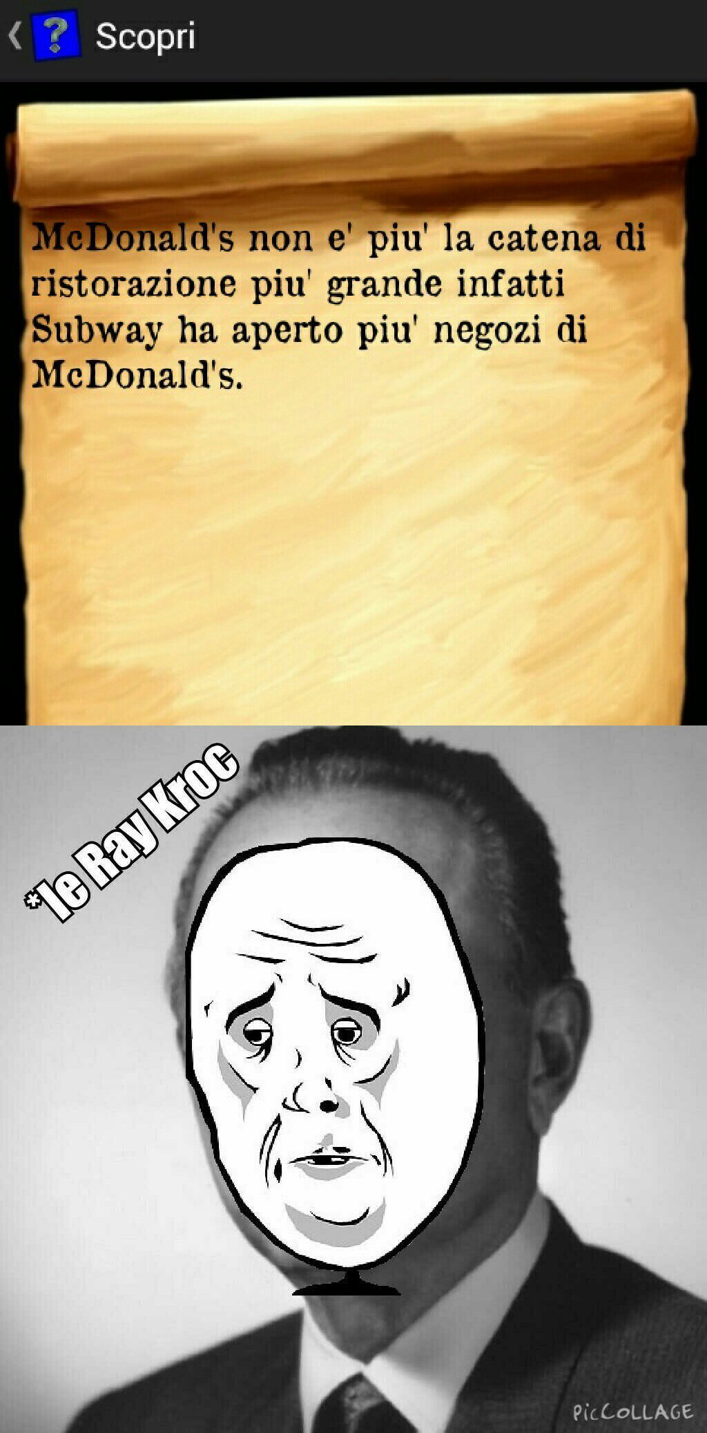 Per chi non l'ha capito Ray Kroc è il proprietario del McDonald's - meme