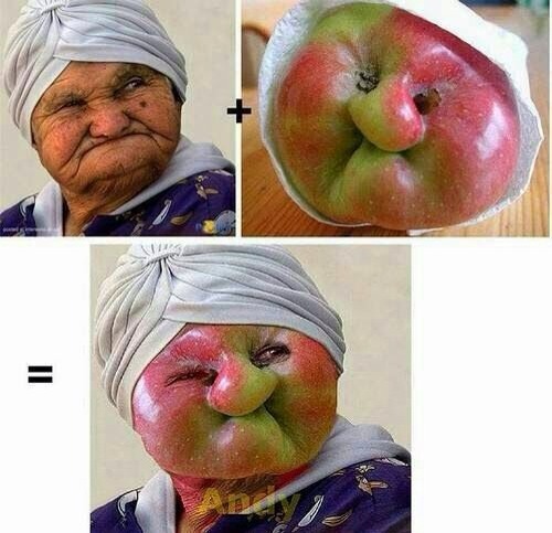 Comendo maçã - meme