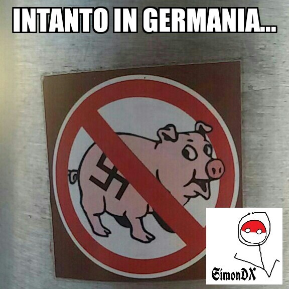 E mentre mi trovo in germania trovo il divieto di maiali nazisti. .. bah - meme