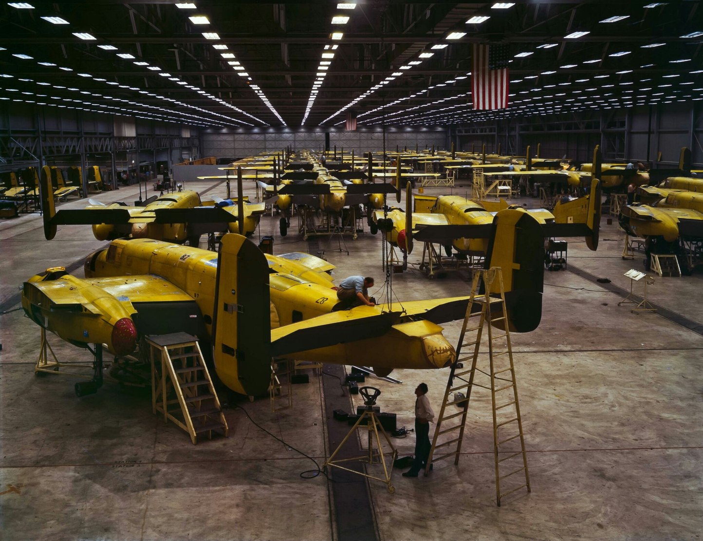 Color photo from a world war 2 bomber factory. - meme