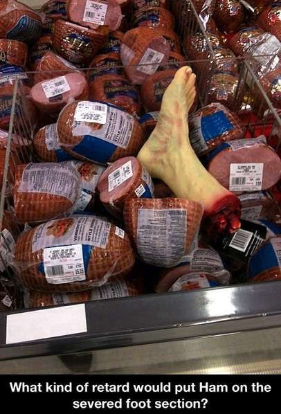 Ham on the severed food section - meme