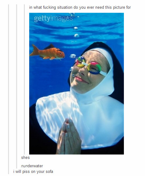 Nun under water - meme