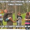 some people are busy hugging. .......