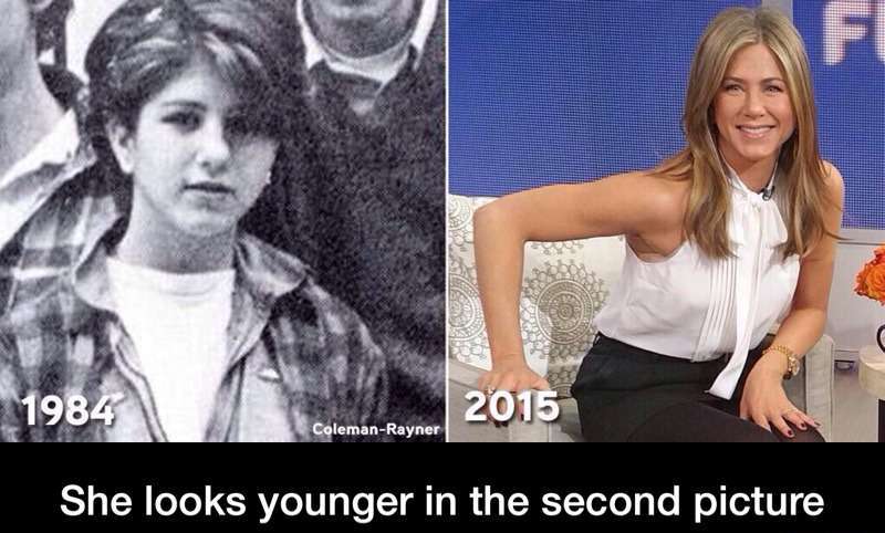 Jennifer Aniston, forever young - meme