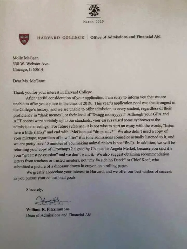 Rejected from Havard - meme