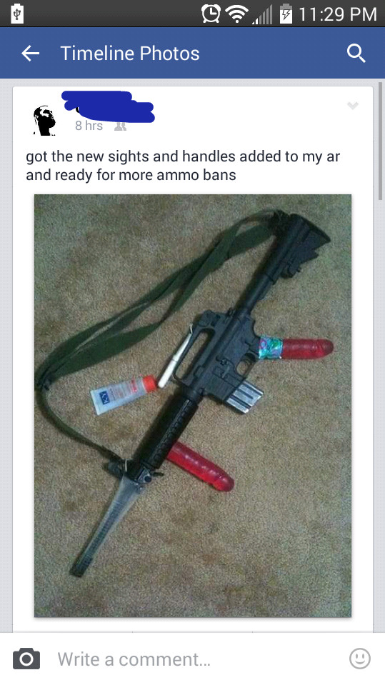 My brother's friend upgraded it to a sexual assault rifle - meme
