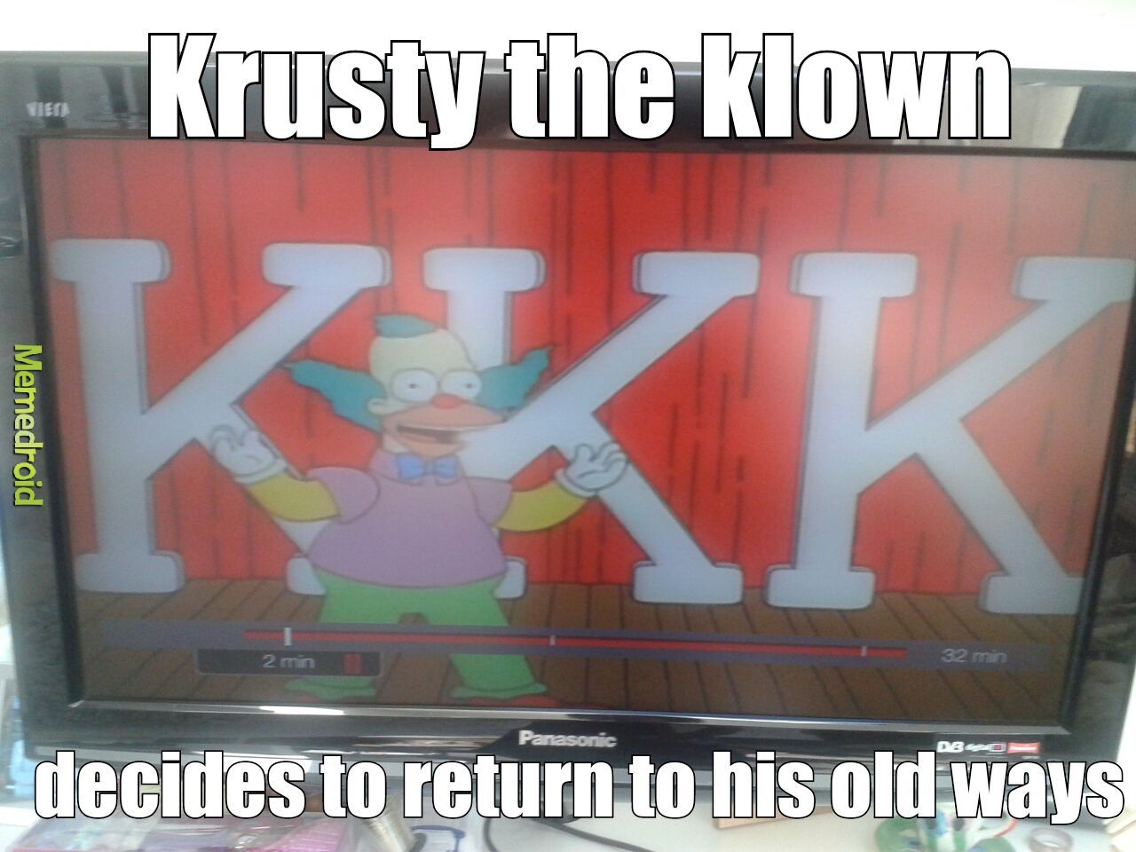krusty the klown decides to return to his old ways - meme