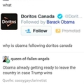 Obama thinking about the doritos in Canada