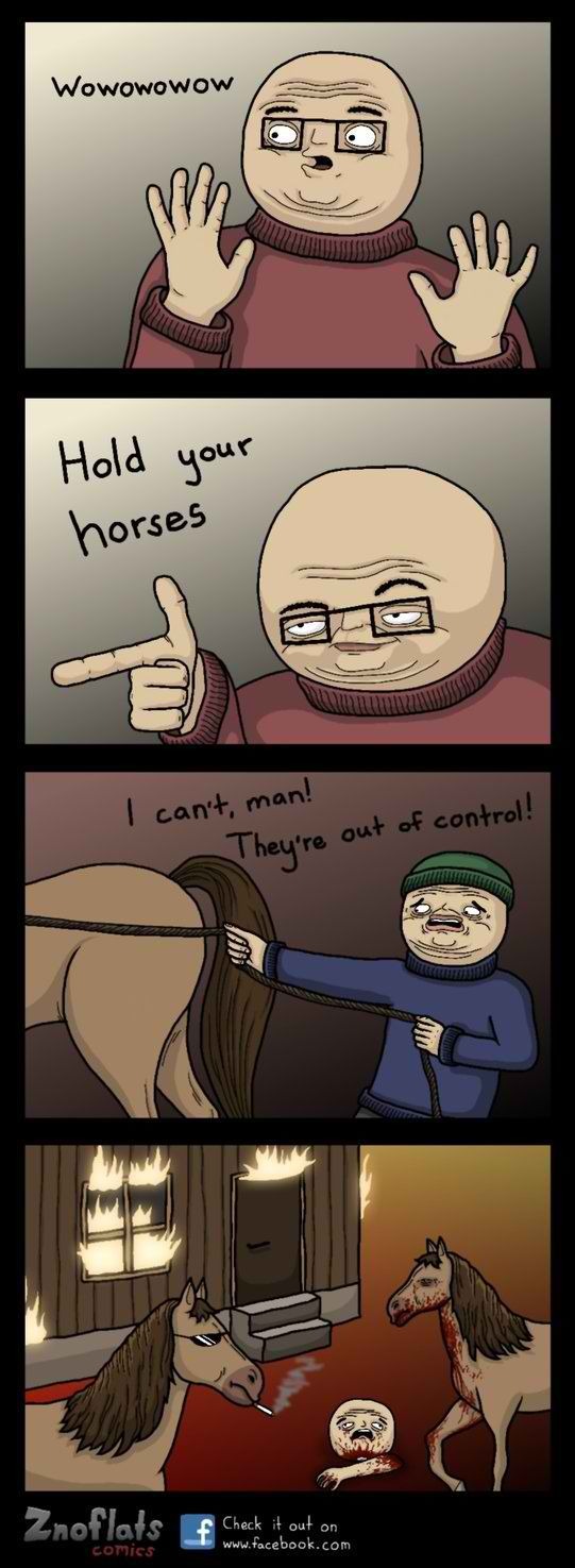 He sucks at holding horses - meme