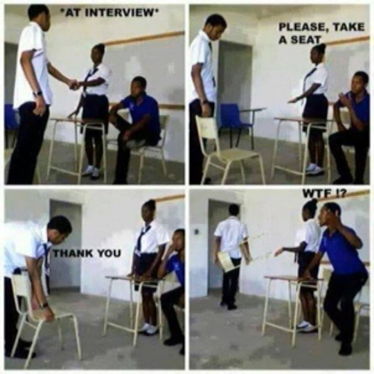 I do the same thing whenever my teacher says take a seat - meme