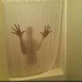Scary shower curtain