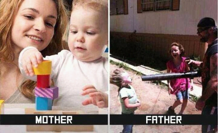 Diferencias entre madres y padres - meme