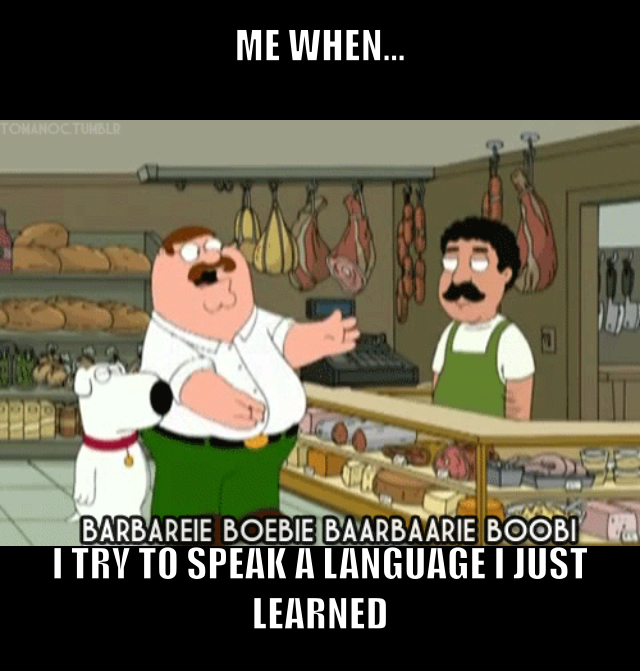 Trying to be multilingual is hard - meme