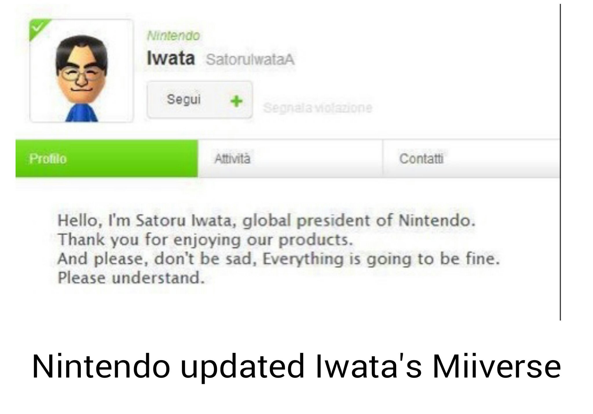 RIP Satoru Iwata :'( - meme