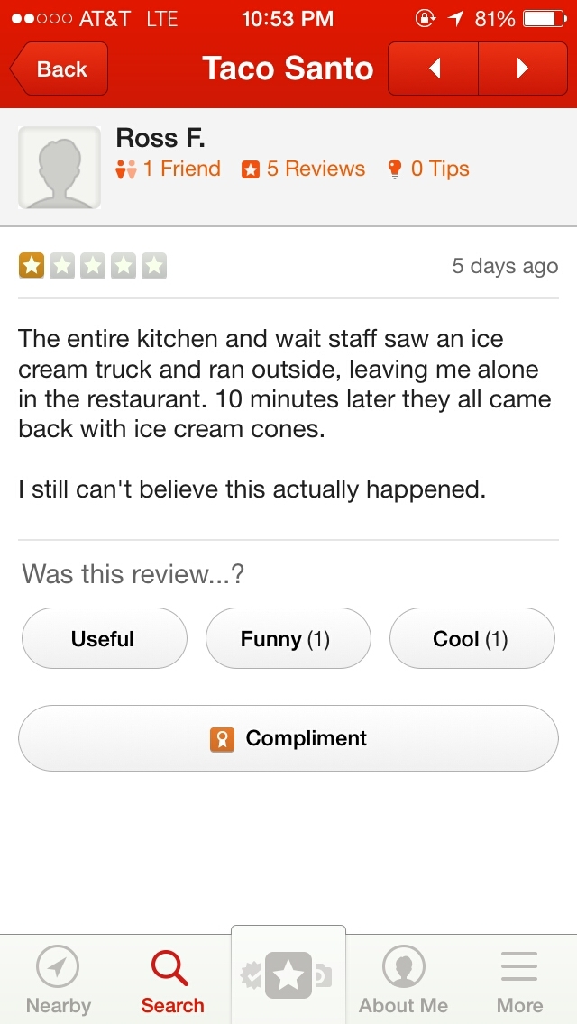 Best yelp review I've ever seen - meme