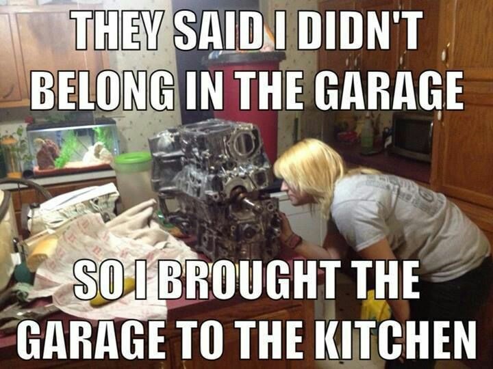 I've run car parts through my dishwasher. Guess I'm not an average girl... - meme
