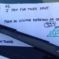 Park in visitor parking or else... 
