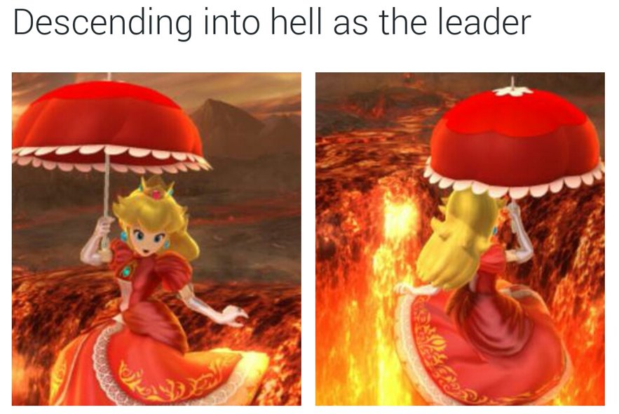 Peach, princess of the Mushroom Kingdom and Hell - meme