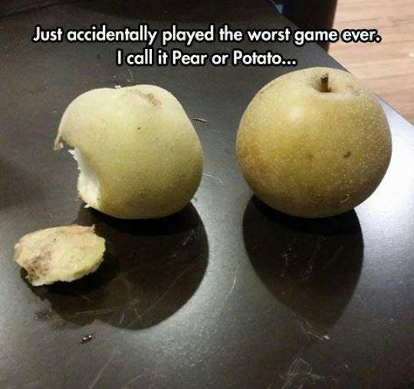 Pear or Potatoe - meme
