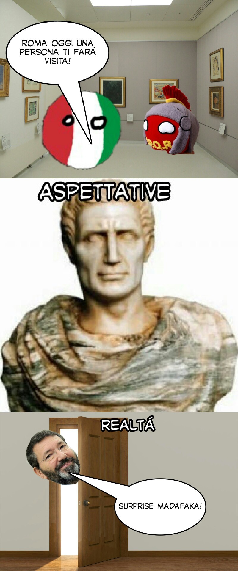 Il busto è Giulio Cesare, nell'ultima vignetta l'ex sindaco Marino - meme