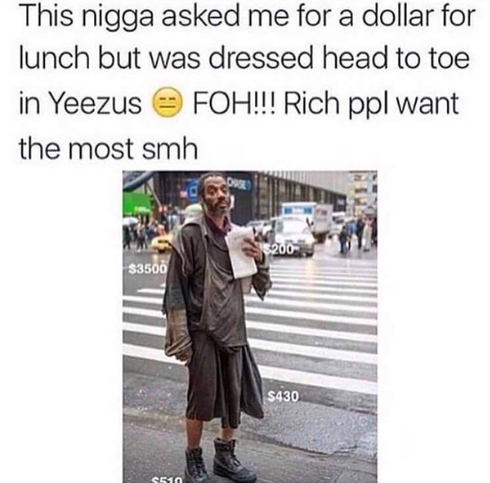 Kanye out here selling cloths to scammers - meme