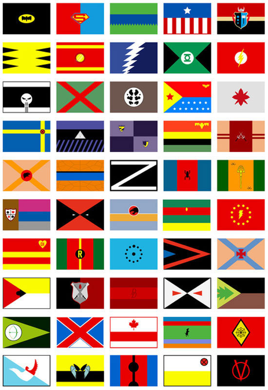 Heróis se fossem transformados em bandeiras de países - meme