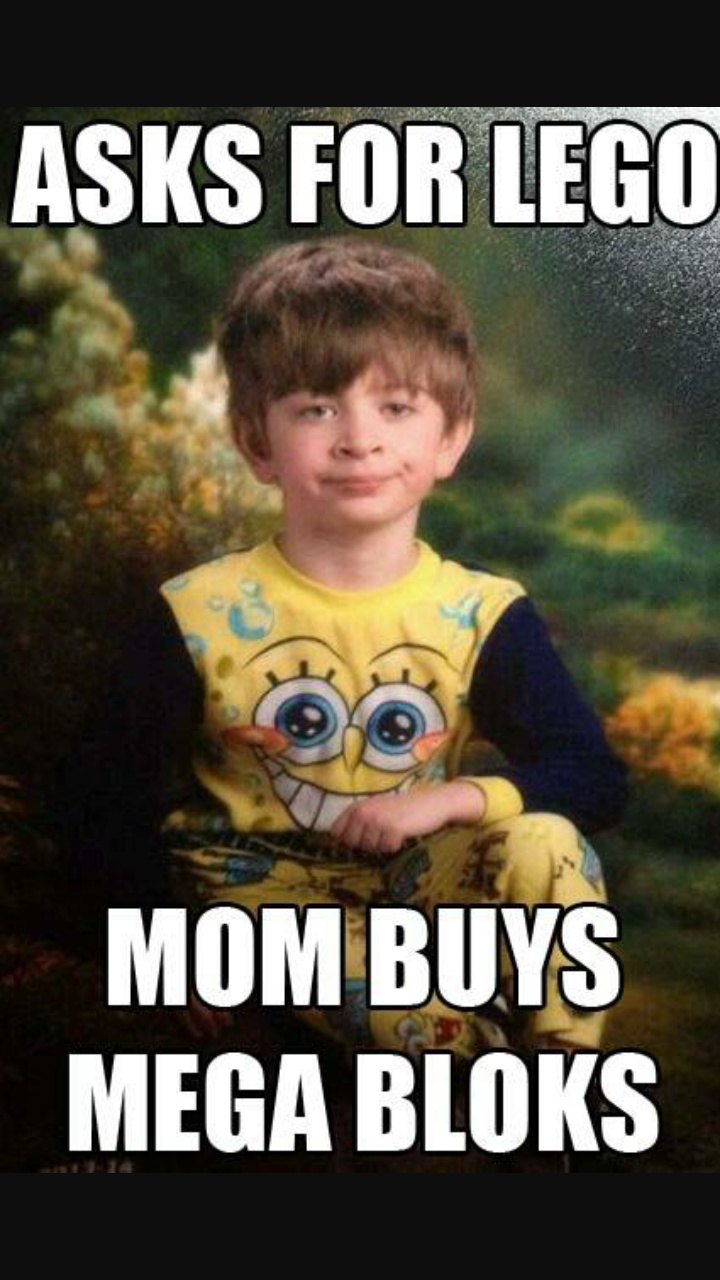 Son gave me this look when i tried to buy him mega blocks - meme