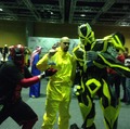 Walter white with a transformer holding meth with deadpool