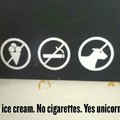 não sorvete.não cigarros. sim unicórnios