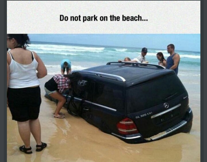 dont park on the beach - meme
