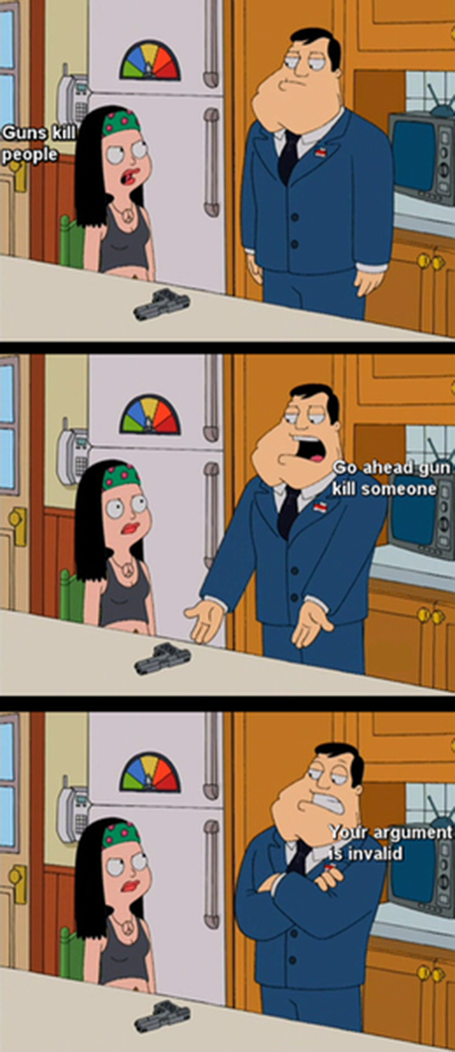 Whenever some one tells guns kill - meme