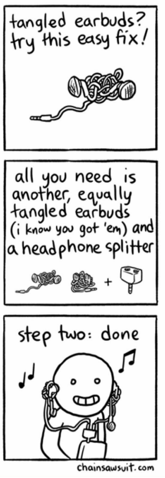 Tangled Earphones Fix - meme