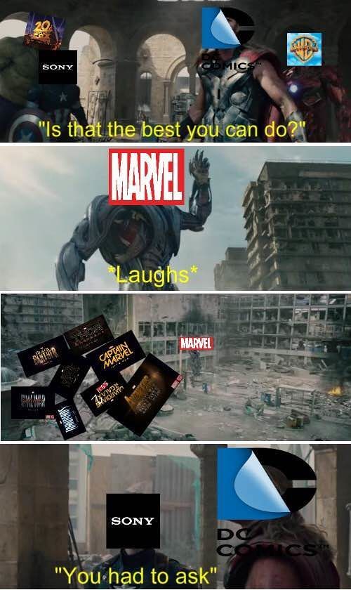 I'm neutral between Marvel and DC - meme