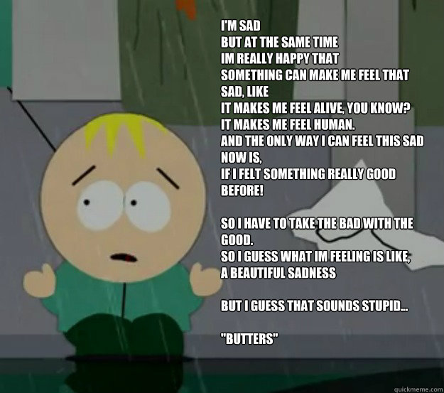 Never has Butters been so philosophical - meme