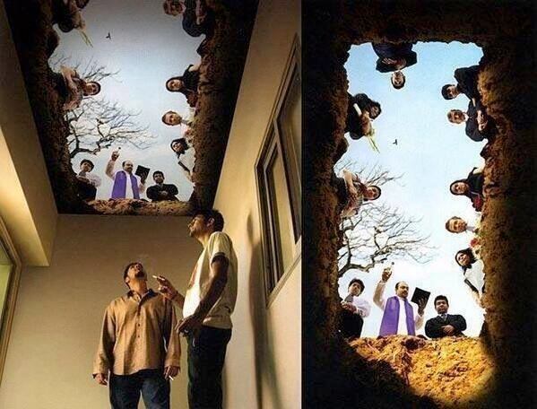 Ceiling art in smoking room - meme
