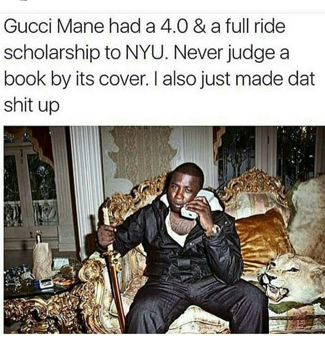 True I used to wear gucci put it all in the bin cause that's not me - meme