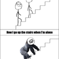 I still go up the stairs like that....