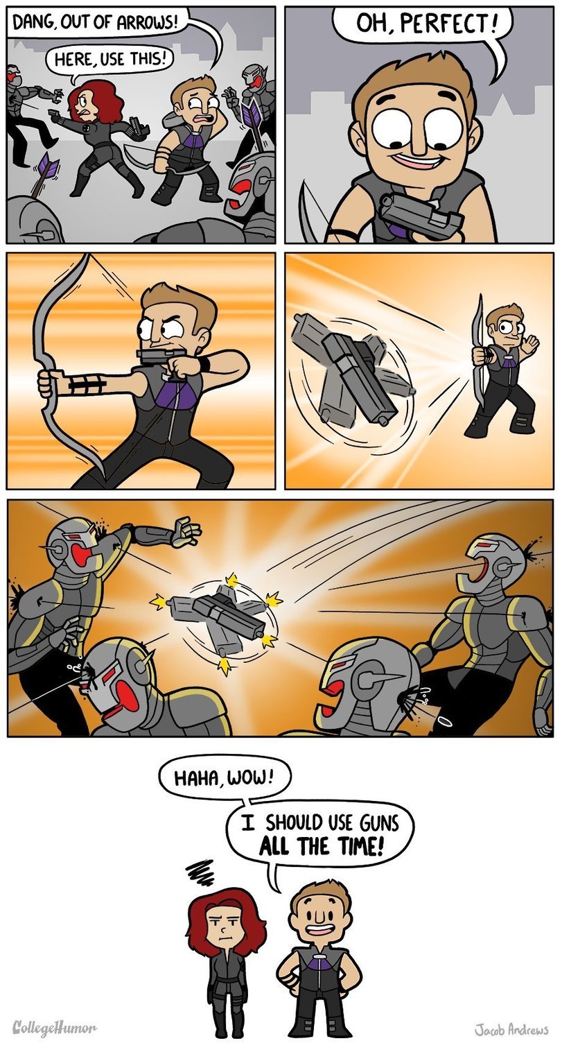 how Hawkeye should fight - meme